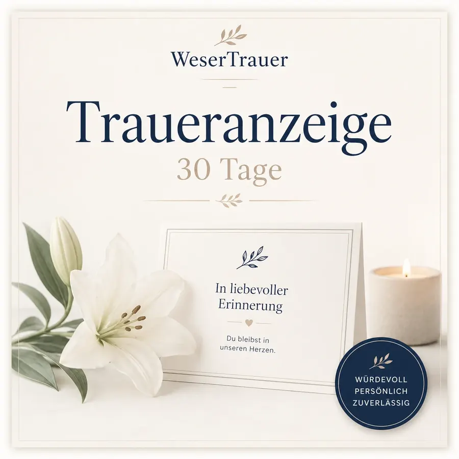 Beispiel für eine Traueranzeige auf WeserTrauer